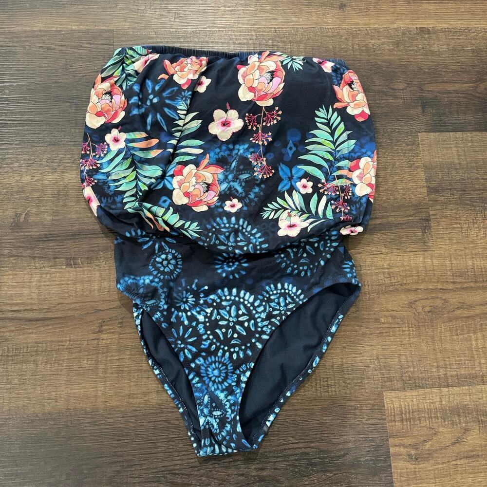 Johnny Was Strapless Annia Floral Onepiece Swimsuit S - Picture 3 of 7